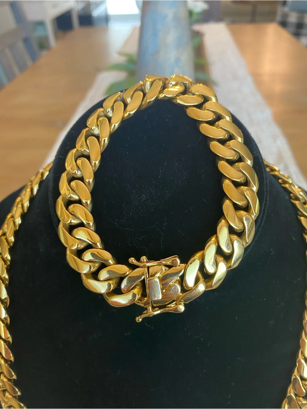 18k 14mm Gold Miami Cuban Link 2 Piece Set Necklace and Bracelet